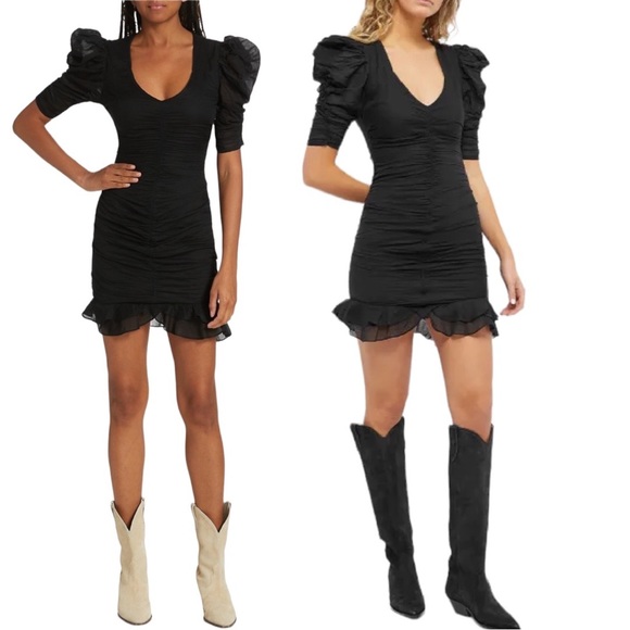 Isabel Marant Dresses & Skirts - Isabel Marant Étoile Sireny Ruched Puff Sleeve Mini Dress BNWT